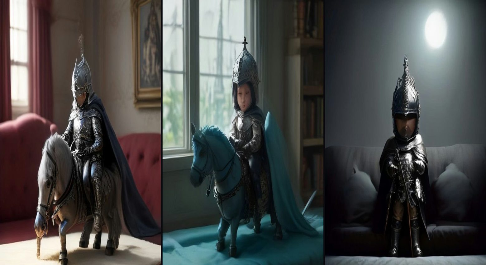 Baby Knight — Quest for the Lost Pacifier — 3-frame storyboard, Baby Knight AI video prompt example