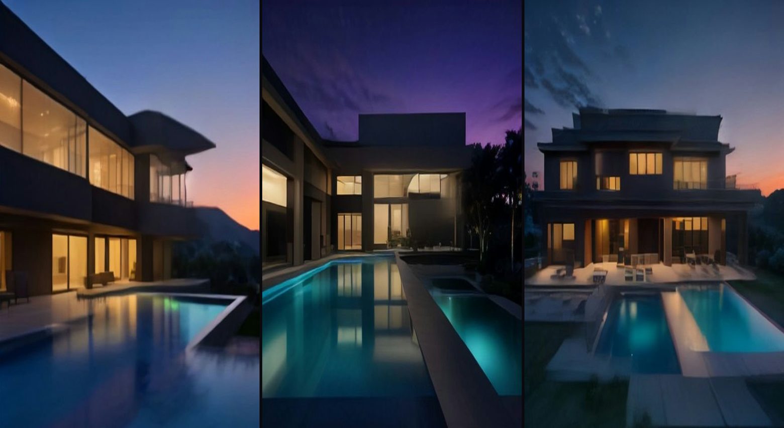 Dream Home Reveal — 3-frame storyboard, Dream Home AI video prompt example