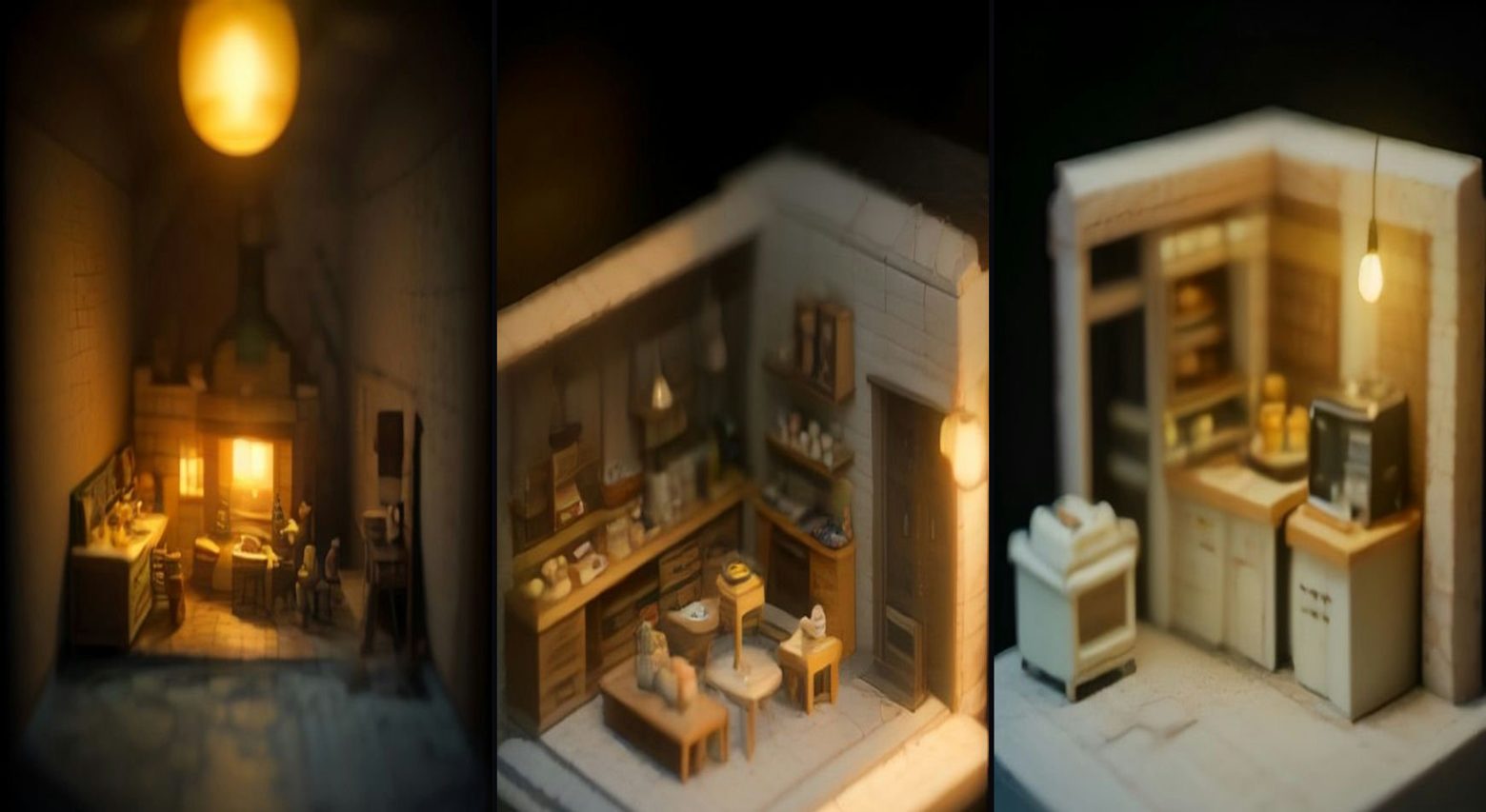 Miniature Bakery Build — 3-frame storyboard, Satisfying & ASMR AI video prompt example